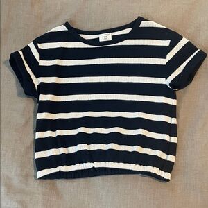 abercrombie kids Navy & White Striped Short Sleeve Tee
